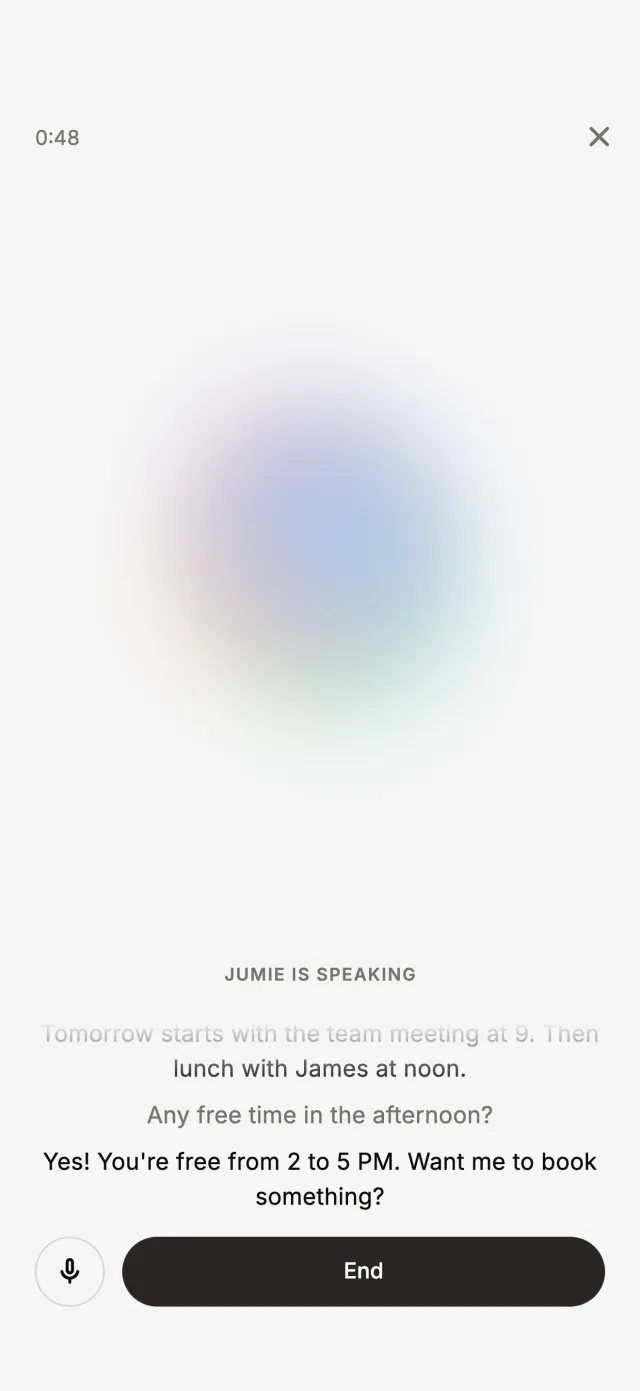 Conversation mode: Jumie answers out loud